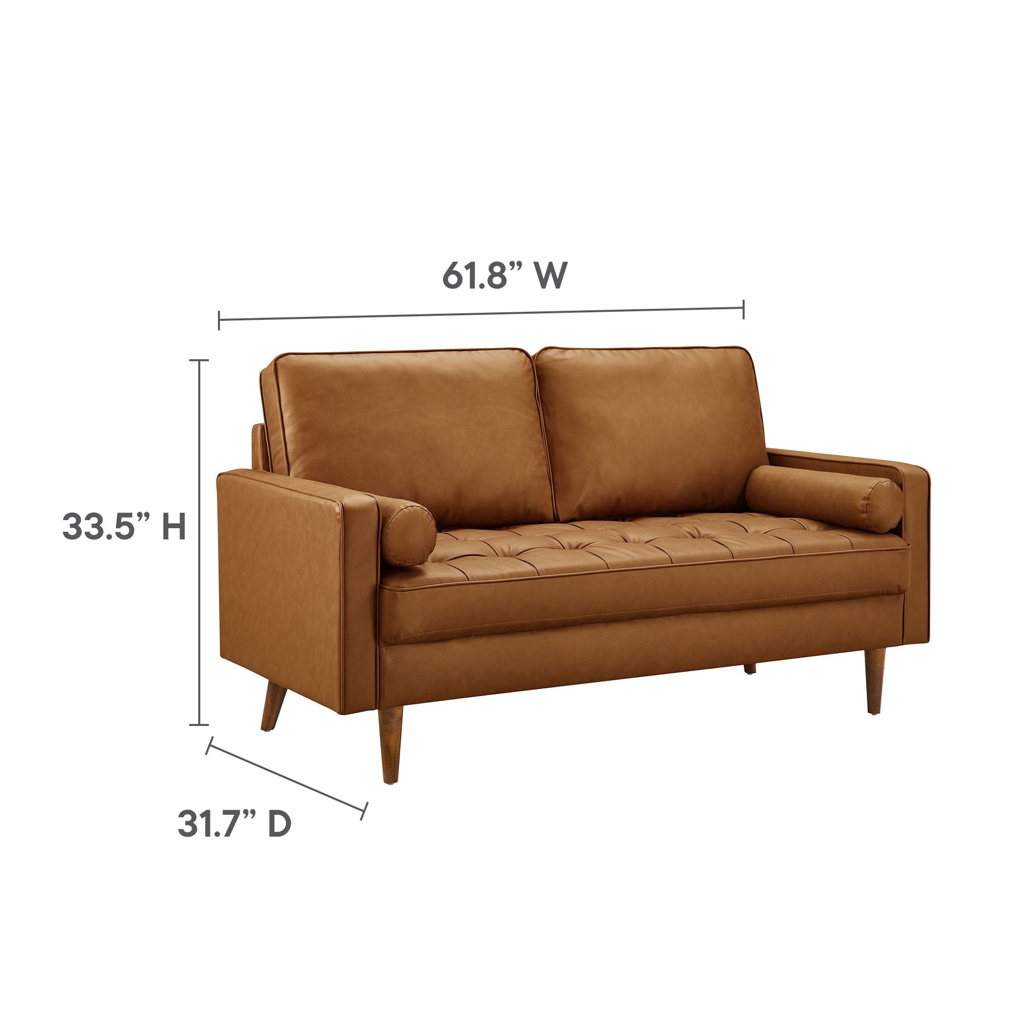 Modway Valour Tufted Vegan Leather Loveseat in Tan