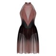 thumbnail image 3 of dPois Robe de Danse Lyrique Sans Manches à Strass Brillants pour Femmes, Dégradé de Couleur, Robe de Danse Moderne en Maille Rose Poussiéreux m, 3 of 5