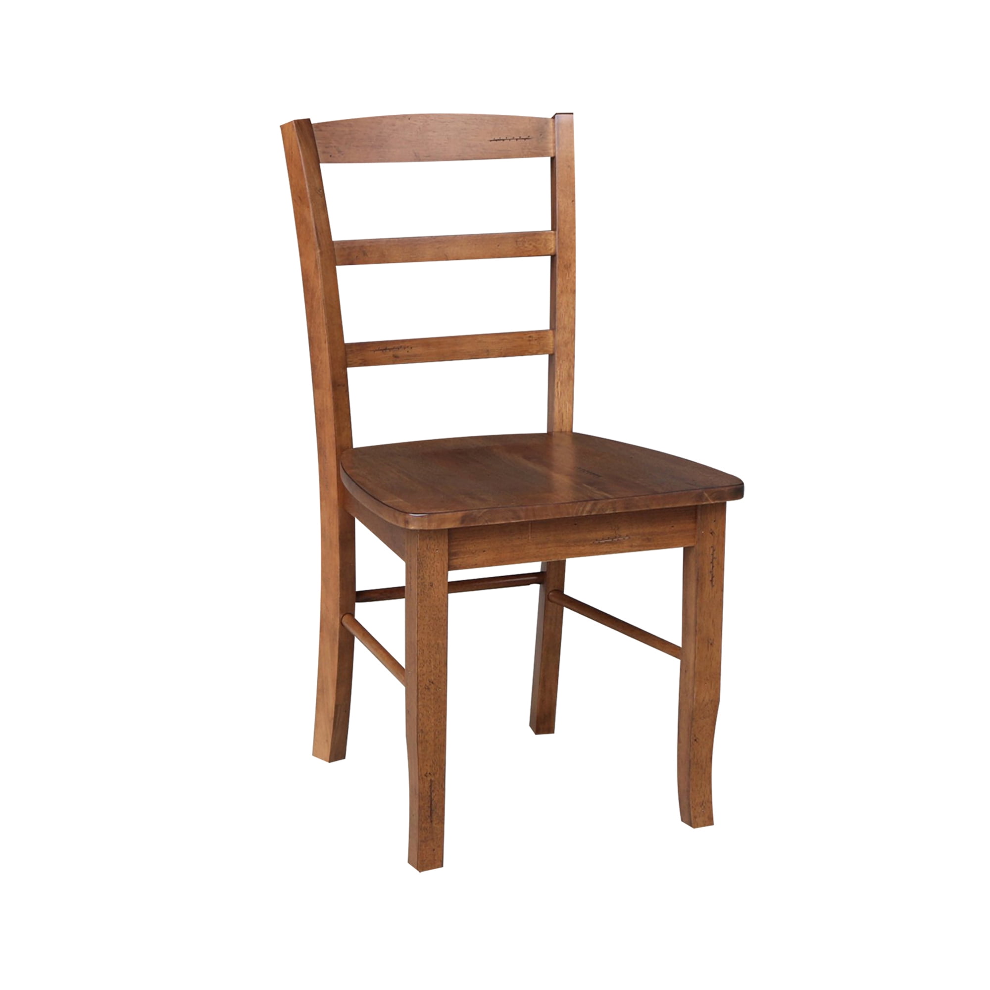 Set of 2 Solid Wood Madrid Ladderback Chairs in Distressed Oak