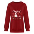 thumbnail image 3 of Sudadera Gibobby con estampado navideño para mujer Cuello redondo Fit Pullover Tops Casual Manga larga rojo M, 3 of 4