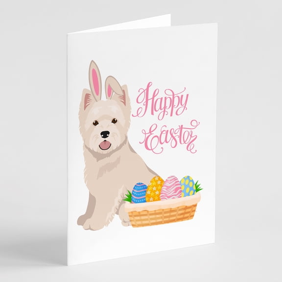 Westie West Highland White Terrier Easter Greeting Cards and Envelopes Pack of 8 7 in x 5 in