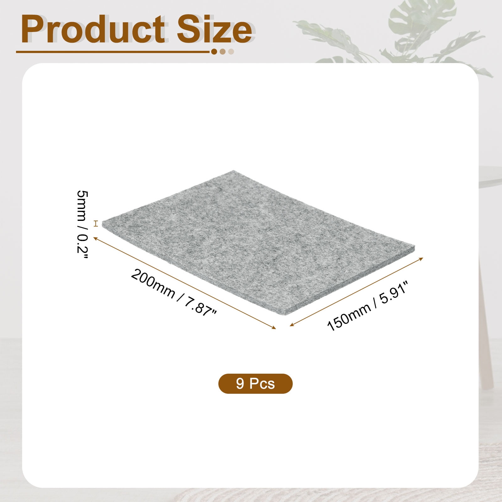 Felt Furniture Pads, 9Pack 7.87" x 5.91" Adhesive Backed Felt Non-slip Anti-scratch Chair Leg Protectors for Protecting Hardwood Floor, Grey