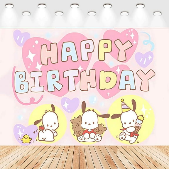 5 X3ft Pochacco Cartoon Birthday Party Decorations Supplies, Masks Party Photography Backdrop Photo Decor Banner, Kids Boys Baby Shower Photography Backdrop