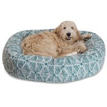 Majestic Pet Sherpa Charlie Bagel Pet Bed for Dogs, Calming Dog Bed Washable, Large, Emerald