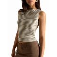 thumbnail image 2 of Tank Tops for Women Summer Boat Neck Sleeveless Casual Basic Ribbed Slim Fitted Shirts Dark Brown S, 2 of 10