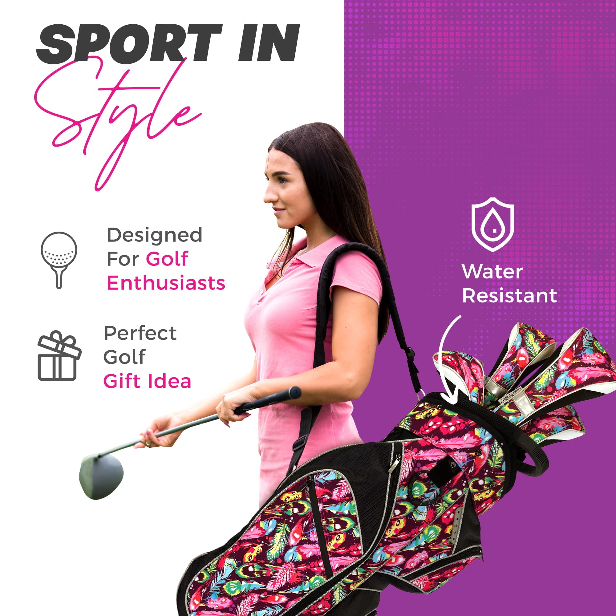 Womens Golf - Taboo Fashions 14 Way Lightweight Ladies Cart Bag (Native Joy)