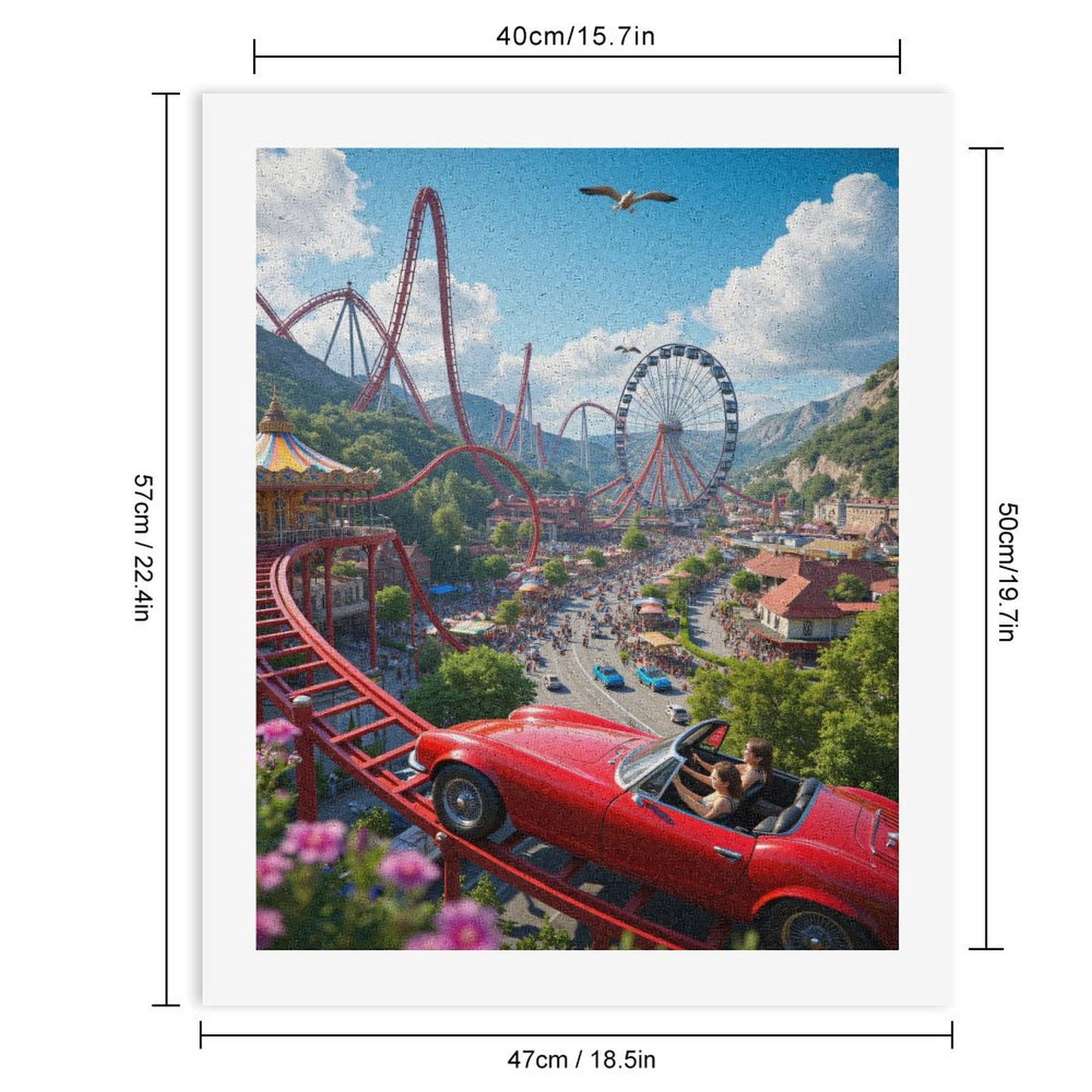 Paint By Numbers Kit for Adults Beginner - DIY Roller Coaster Adventure Scene Canvas Painting Kits for Adults, Frameless Paint By Number for Adults for Home Wall Decor 16x20 Inch