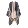 thumbnail image 1 of KIHOUT Cardigans pour Femmes Grandes Tailles Châle Uni Col Chaud à Franges Cape Tricotée Châle et Enveloppements, 1 of 1