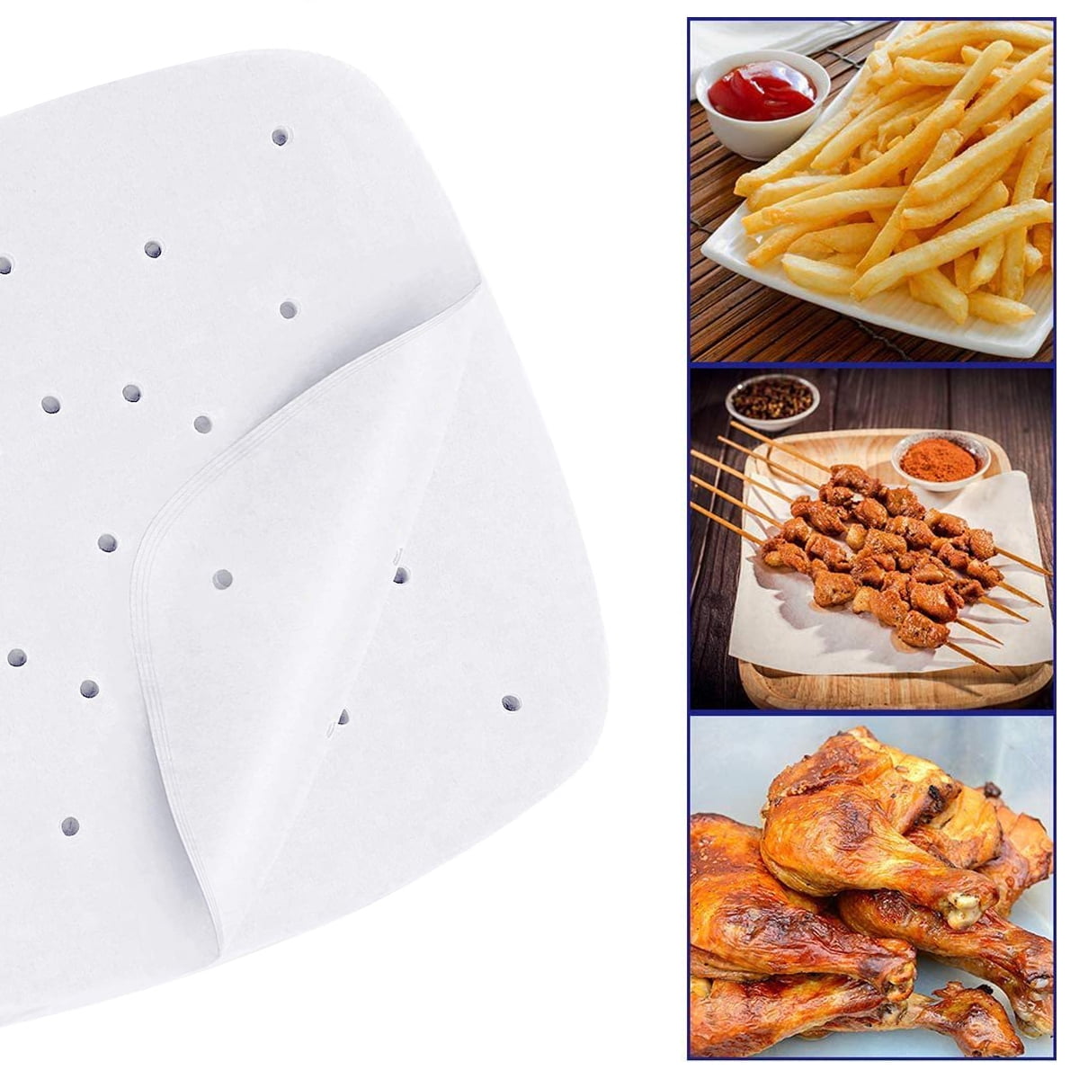 OROMYO 200Pcs Air Fryer Liners Square Parchment Paper 8.7 Inch Non-Stick  Baking Paper Square Perforated Parchment Paper Liner for Cooking Cake Pan  Oven BBQ Hot Air Fryer 