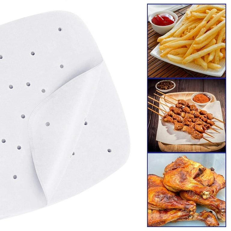 Hotbest 200pcs Parchment Paper Liner Square Perforated Baking Paper Non-Stick 8.7 inch Steamer Paper for Cooking Cake Pan Oven BBQ Hot Air Fryer