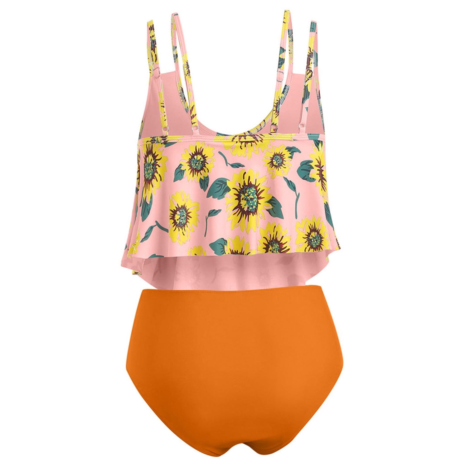 Midsumdr Womens Swimsuits Ruffle Sunflower Print Tankini Swimsuit High ...