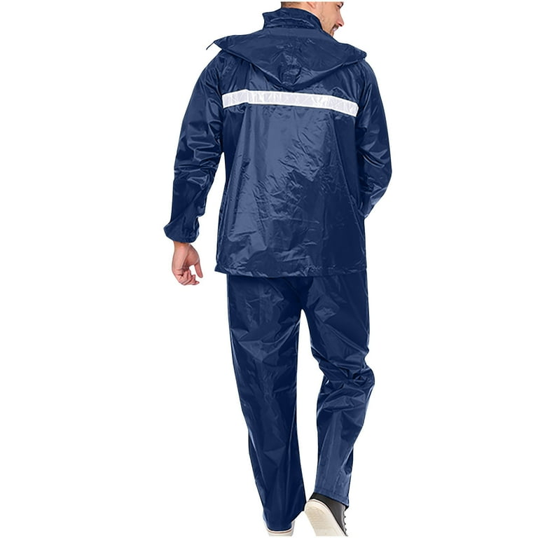 HOOMEUMY Men's Waterproof Raincoat Rain Jacket Pants Set Outdoor