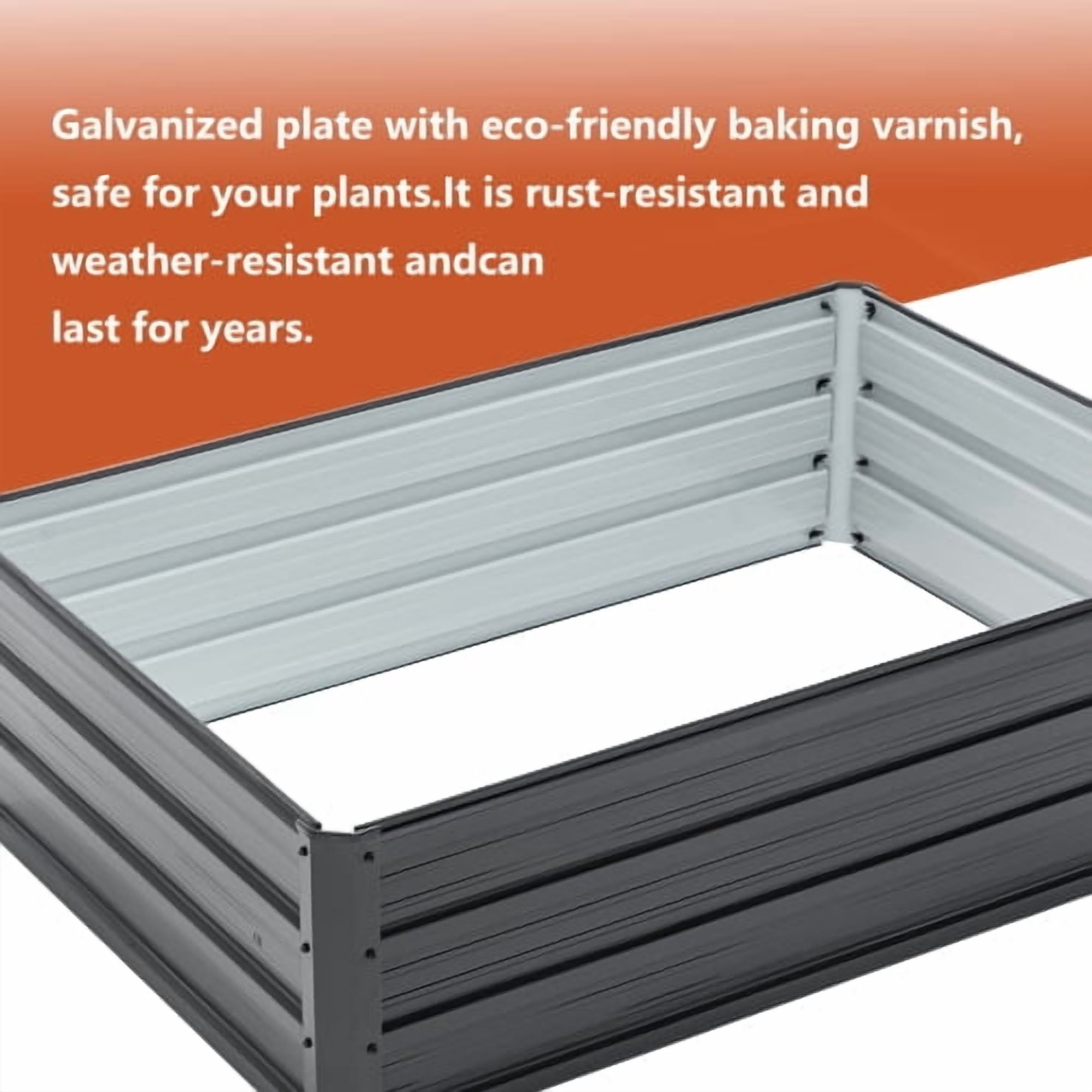 NAWAY 4'x3'x2' Galvanized Steel Metal Raised Garden Bed Kit, Outdoor Planter for Flowers, Vegetables & Herbs, Black