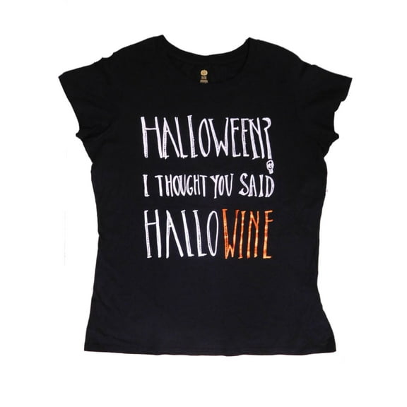 Womens Black I Thought You Said Hallo Wine T-Shirt Tee Shirt