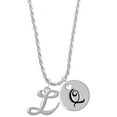 thumbnail image 1 of Delight Jewelry Silvertone Small Gelato Script Initial - L - Silvertone Script Initial Disc - Q - Charm Necklace, 20"+3", 1 of 4