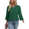 thumbnail image 5 of WIHOLL 3/4 Length Sleeve Summer Tops for Women Trendy Blouses V Neck Lace Shirt Beach Vacation Cruise Outfits, 5 of 11