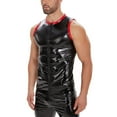 thumbnail image 2 of Men Shiny Leather Tank Top, Glossy PVC Leather, Male Wetlook Latex Casual T-shirt, 2 of 6