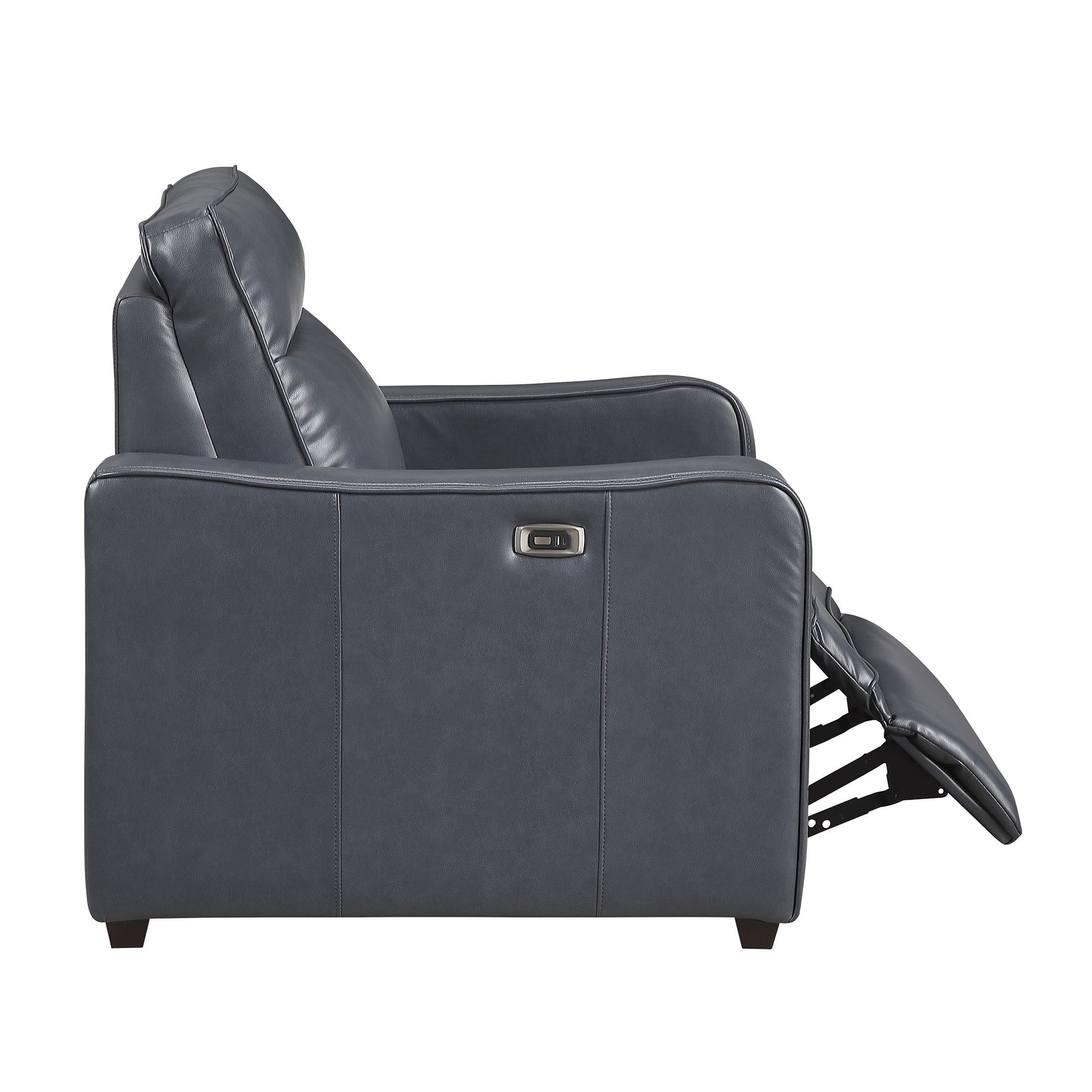 OakvillePark Ardena Faux Leather Power Reclining Chair with Curved Track Arms, Zero Wall Recliner, Navy