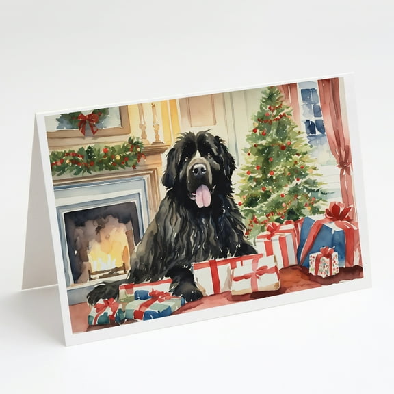 Newfoundland Cozy Christmas Greeting Cards Pack of 8 7 in x 5 in