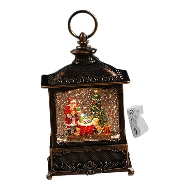 Caja de música navideña con escena para decoración en la mesa Papá Noel