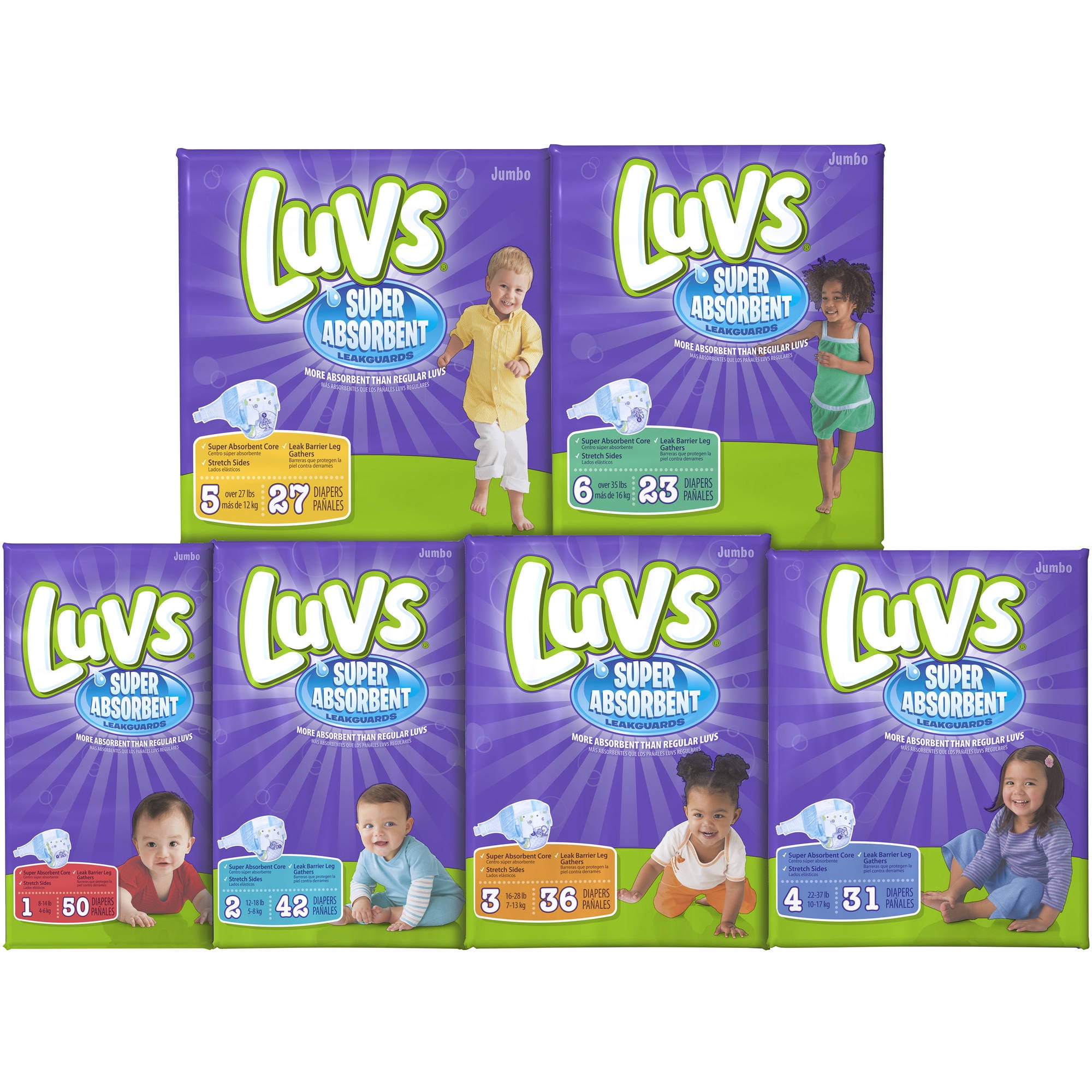 Luvs UltraAbsorbent Leakguard Diapers, (Choose Your Size)