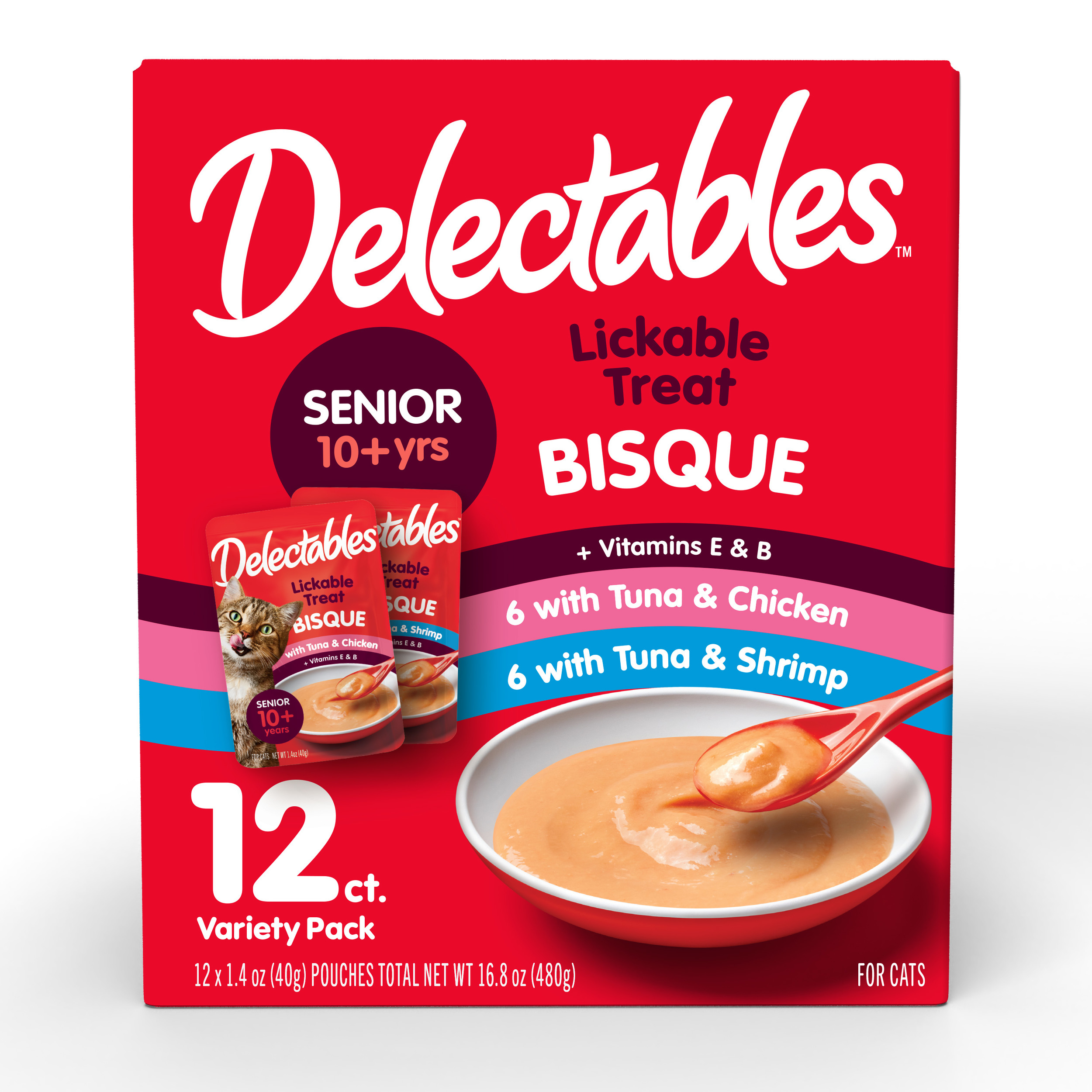 Delectables Bisque Lickable Cat Treats for Seniors 10+, 12 Pack photo 1