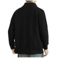 thumbnail image 3 of JUUYY Men's Cardigan Sweaters Solid Color Wool Full Zip Up Lapel Casual Loose Warm Basic Knitted Sweater Coat Black XL, 3 of 3