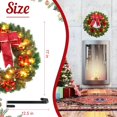 thumbnail image 5 of Christmas Wreath with Hanger & Timer - 17’’ Pre-Lit Lighted Christmas Door Wreaths for Front Door with 40 LED Lights Decorations for Window Outdoor Wall Decor, 5 of 9