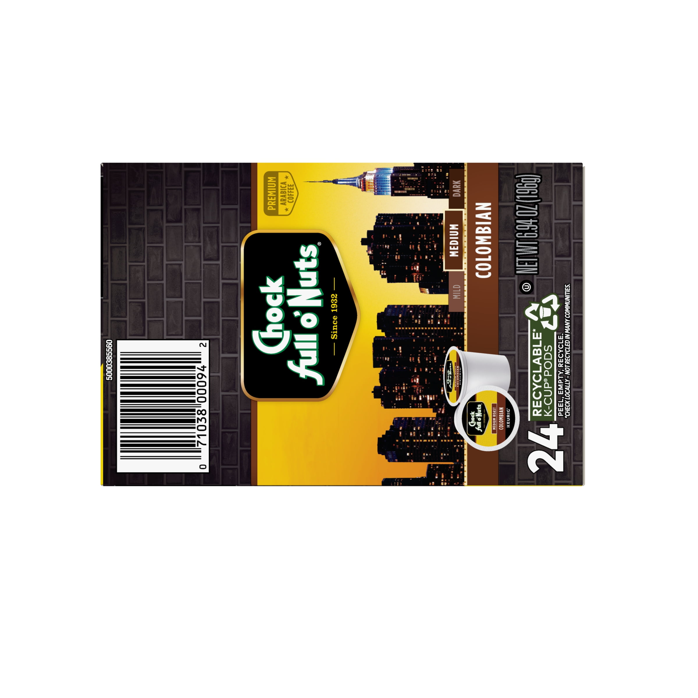 Chock full o’Nuts® Donut Shop Coffee, Single Serve Keurig® K-Cup® Pods, Medium Roast Coffee, 24-Count Box