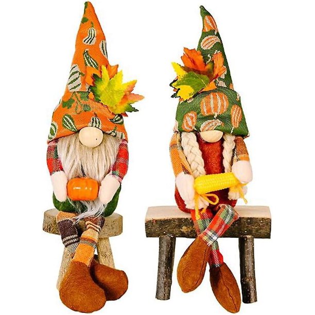 Juego de 2 bandejas escalonadas de gnomo navideño, decoración de gnomo de otoño, gnomo de granja para el hogar, gnomo sueco, día de Acción de Gracias, decoración de cosecha, regalo, decoración ac