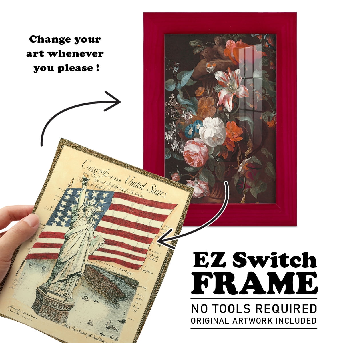 USE D # Proud To Be An American I -Framed Print w/glass-Cherry Red