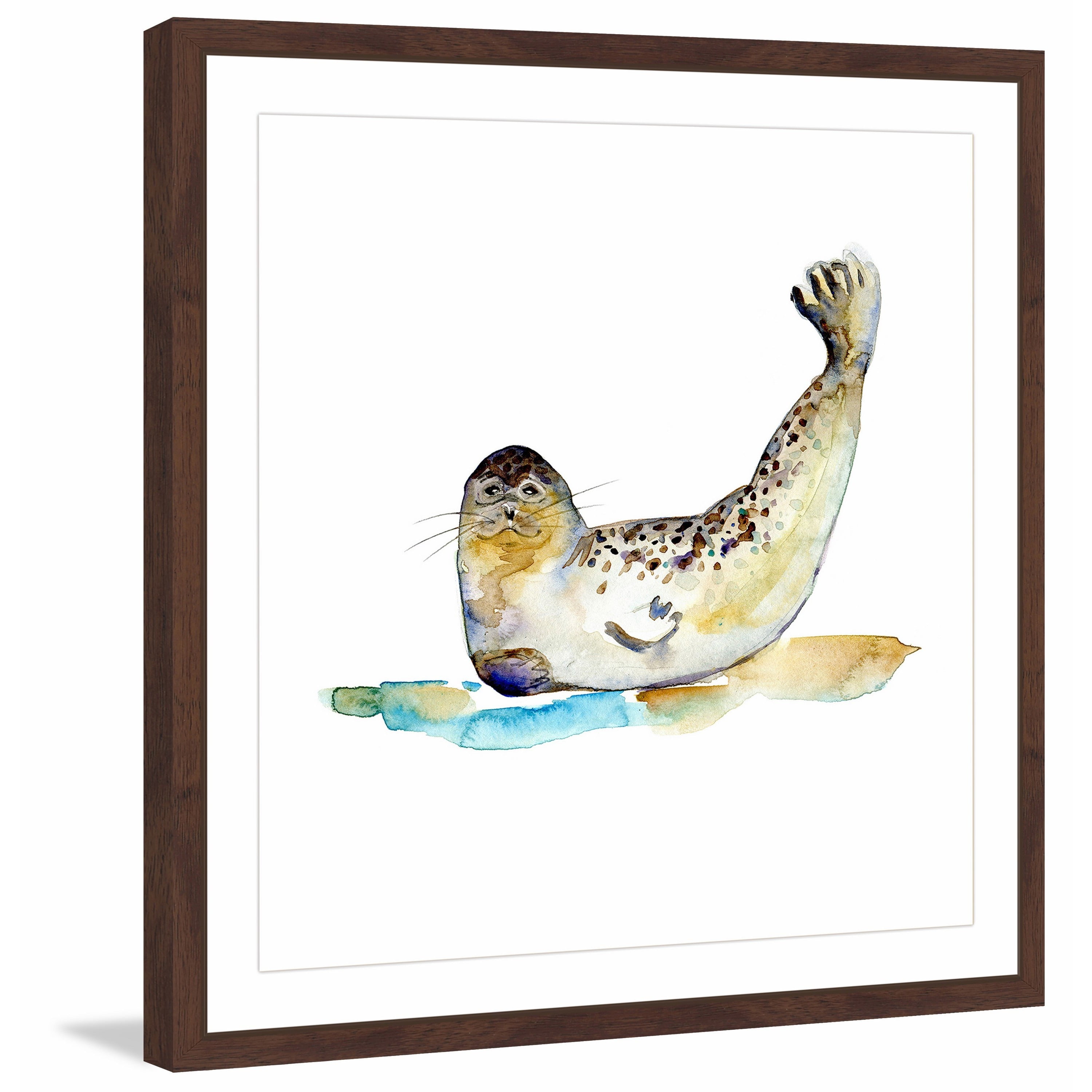 Poster print of illustrated watercolor SEA LION from World Map by Marley Ungaro
