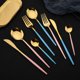 thumbnail image 4 of Vajilla de oro rosa de 16 Uds., juego de vajilla con espejo, cubiertos de acero inoxidable, cuchillo de cocina, tenedor, cuchara, juego de cubiertos para restaurante y boda, 4 of 5