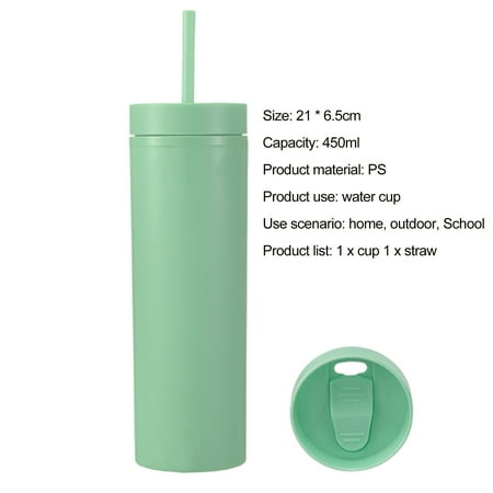 

VIST FOX Straight Cup 1 Set Water Glass Anti-dropping Straw Design Fashion Students School Drinking Frosted Cup