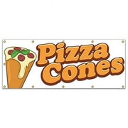 120 in. Concession Stand Food Truck Single Sided Banner - Pizza Cones