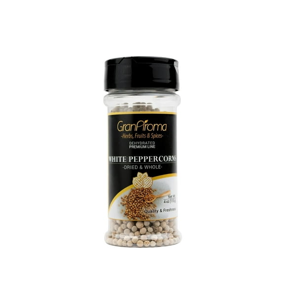 GranAroma White Peppercorns, Sauces & Soups, Bright Flavor, Versatile Spice 4 Ounce