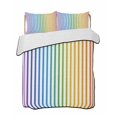 thumbnail image 2 of Quilts Queen Size, Thin Rainbow Striped Soft Comforter Bedding Set for Bed, Farmhouse Modern Stripes Lightweight Quilted Bedspread with Pillow Cover(2 Pieces) for All Season, 90x96 Inch, 2 of 9