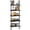 Black, variant on Ladder Shelf White Marble Bookshelf 5-Tier Wall-Mounted Wood Rack Industrial Modern Plant Flower Stand Utility Organizer Open Bookcase Metal Frame Furniture Office Kitchen Bedroom