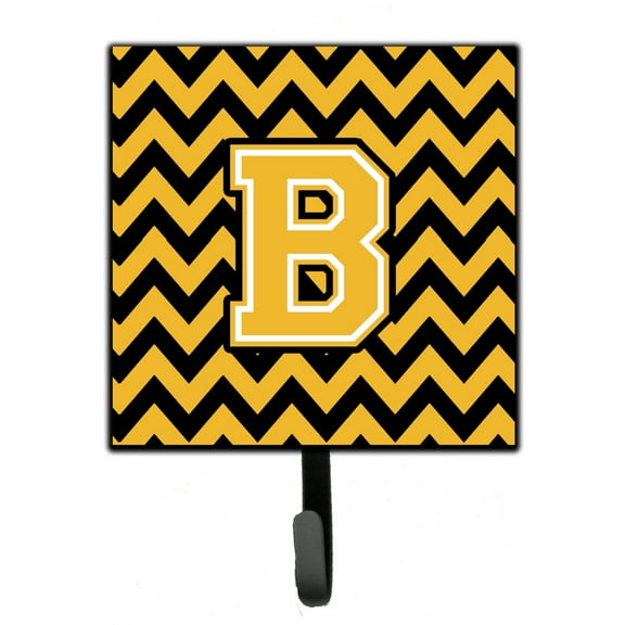 Letter B Chevron Black and Gold Leash or Key Holder