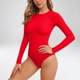 thumbnail image 3 of T-shirts for Women Slim Fitted Crewneck Long Sleeve Tight Base Tees Solid Color Casual Spring Going Out Tops (XL, Red), 3 of 6