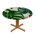 thumbnail image 3 of PIKWEEK Table Cover Palm Leaves with Lush Branches and Leaves, Tropical Jungle Palm Leaves with Charming Colors, Round Tablecloth White, 3 of 8