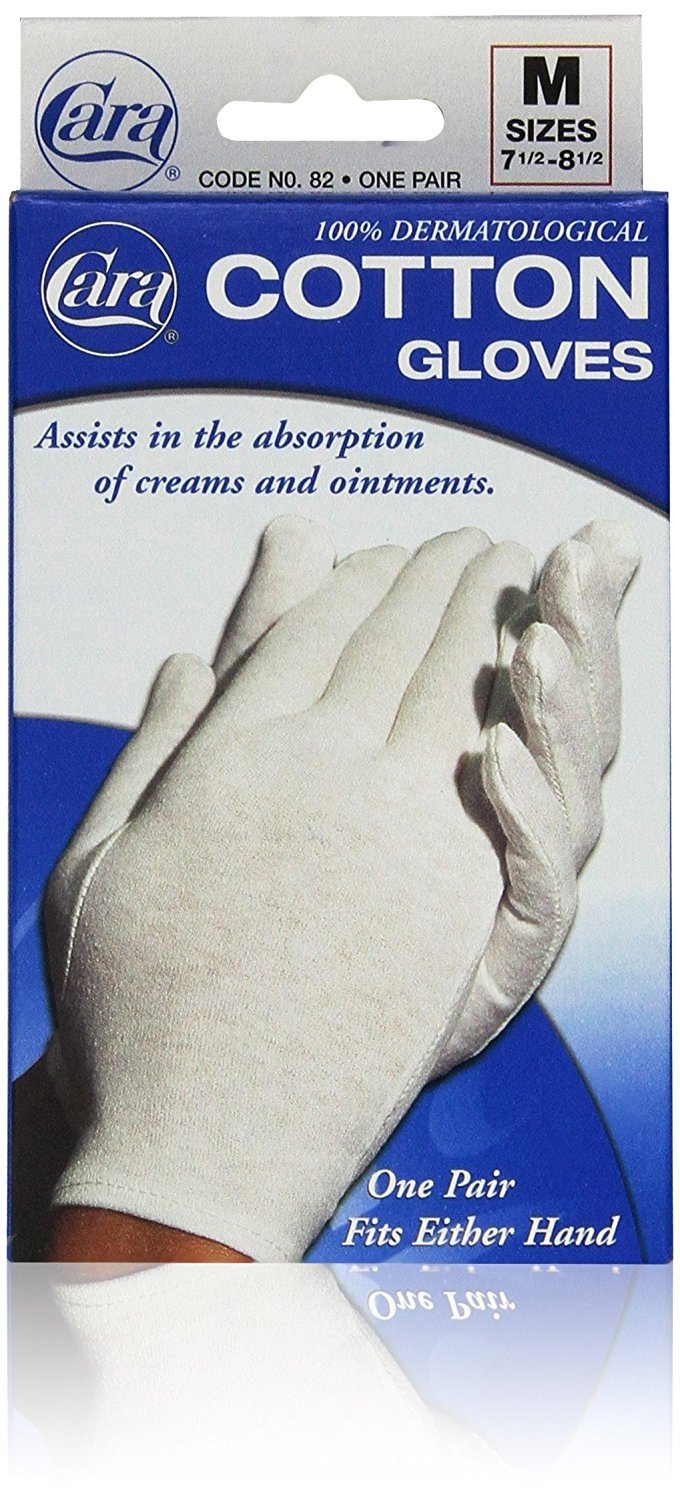 CARA 100 Dermatological Cotton Gloves, Medium