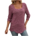 thumbnail image 1 of MeetoTime Fall Long Sleeve Ribbed Tunic Tops for Women Stretch Slim Square Neck Knit Sweater Pullover, 1 of 4