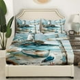 thumbnail image 3 of Erosebridal Wooden Boat Twin Sheet Sets, Beach Marine Bedding Twin Size, Sea Bird Decor 3 Pieces, 3 of 7