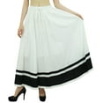 thumbnail image 1 of Bimba Jupe Longue Maxi pour Femmes avec Bordure Contrastée Jupe Boho avec Taille Élastique, 1 of 9