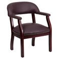 thumbnail image 1 of Burgundy Top Grain Leather Conference Chair with Accent Nail Trim, 1 of 9