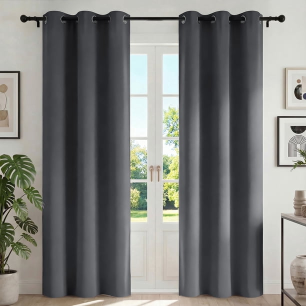 Blackout Cortinas para Recámara, Cortina Blackout Térmica Aislada 2 Paneles 42x84 Pulgadas, Cortinas Negras con Ojales, Reducción de Ruido, Ahorro de Energía y Cortinas sin Arrugas para Sala de Estar
