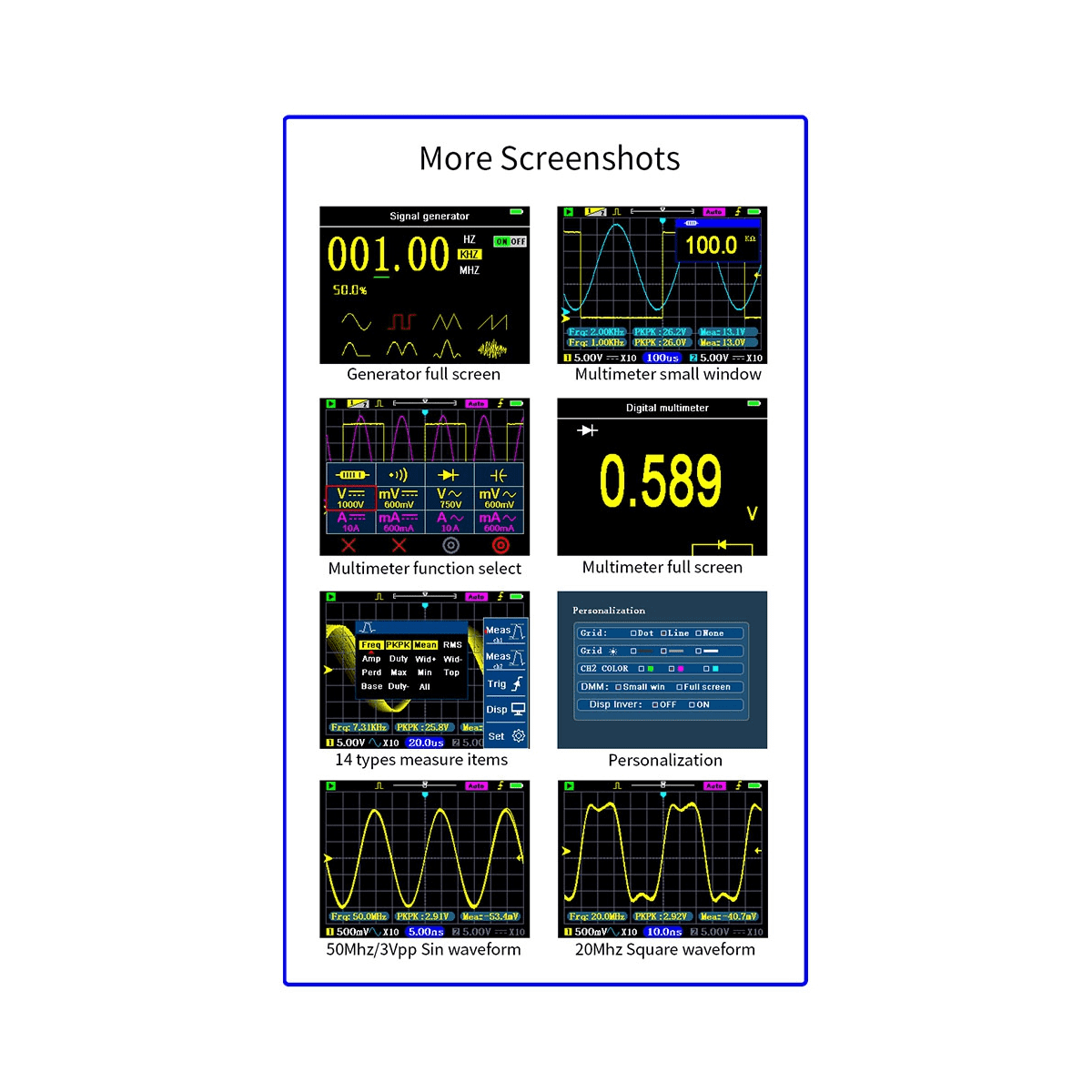 DSO3D12 3.2 Inch Desktop Digital Oscilloscope 120M Bandwidth Dual Channel Multimeter and Signal Generator 120M