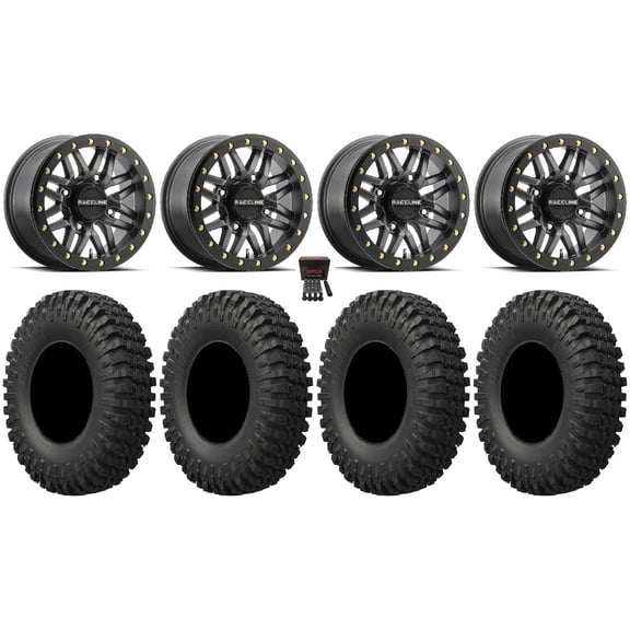 Raceline Ryno Beadlock 14" Wheels Gm 32" MotoCrusher Tires Can-Am Commander Maverick Renegade Outlander Defender
