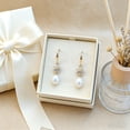 thumbnail image 5 of Yisun Yiway Bridal Pearl Drop Earrings, 14K Gold Plated Flower Earrings with Cubic Zirconia, Hook Closure for Bridesmaids , 5 of 9